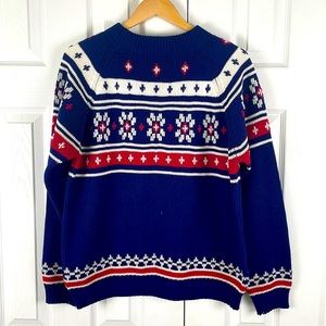 Vintage JC Penney Pullover Sweater Snowflake design Distressed men’s Medium